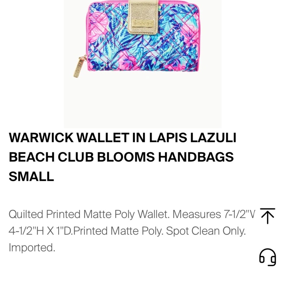 Lilly Pulitzer Quilted Warwick Floral Wallet in Lapis Lazuli Beach Club Blooms - Picture 3 of 12
